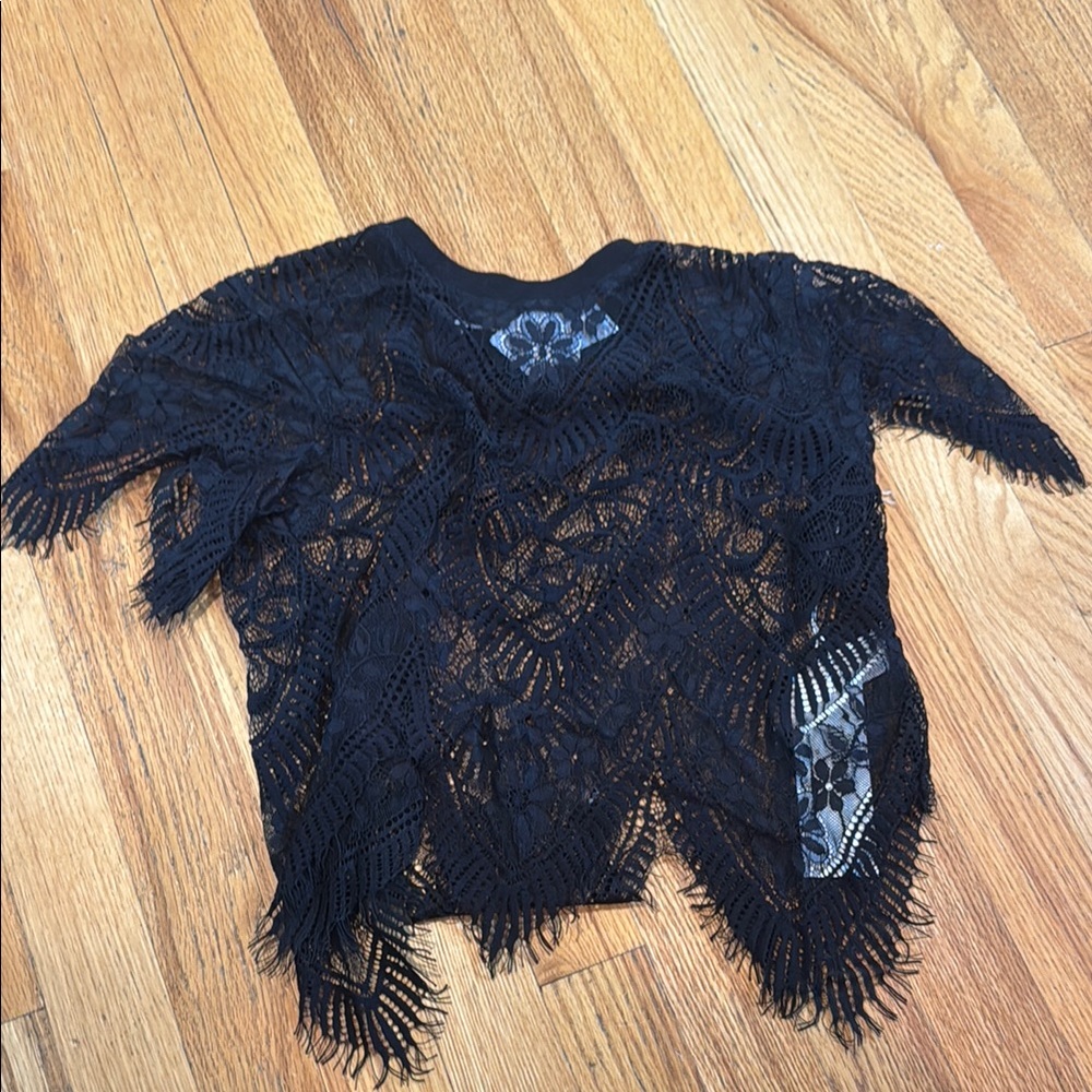 NWT Bishop And Young Black Lace Top Size XS